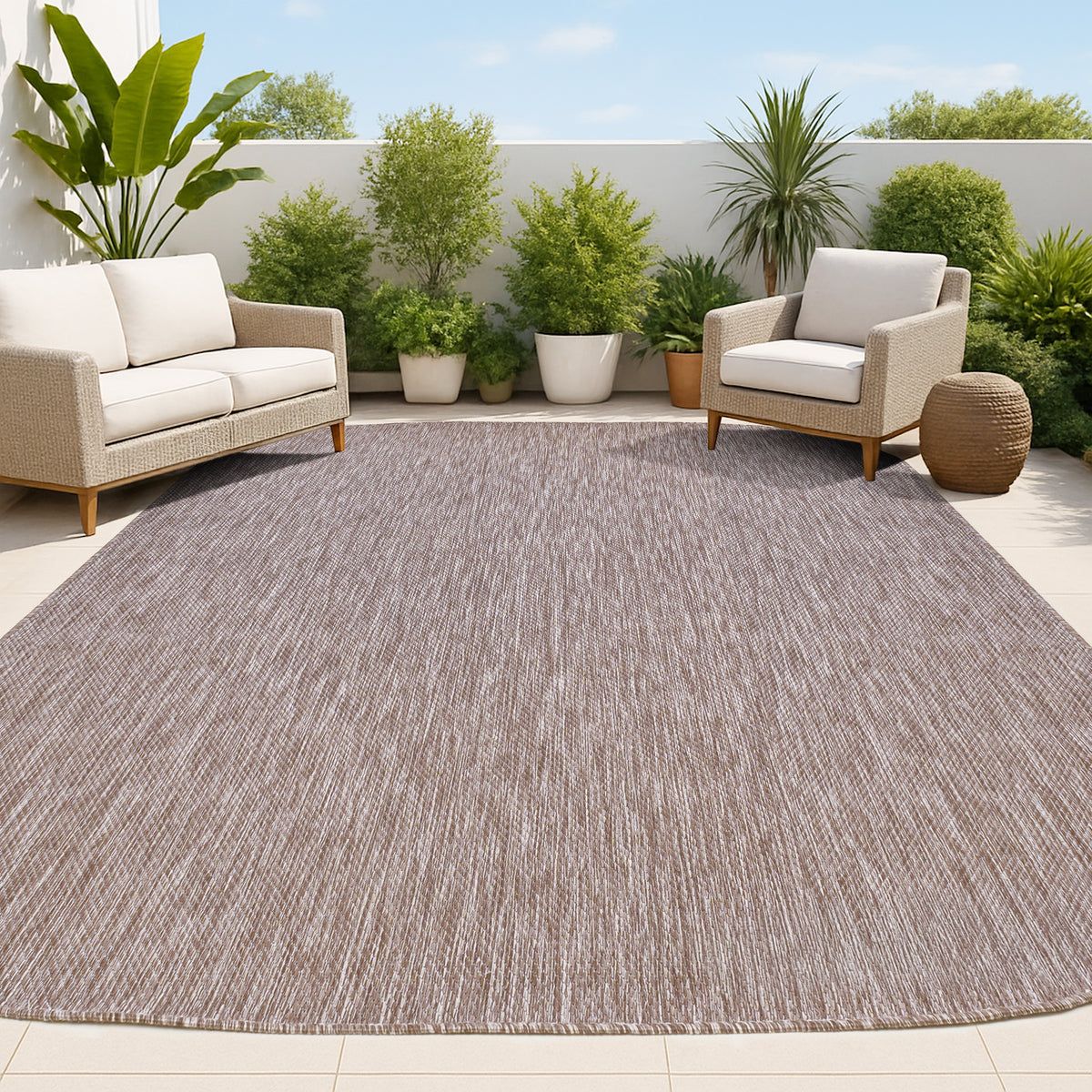 Dhuli Modern Minimalist Radius Corner Solid Indoor/Outdoor Area Rug
