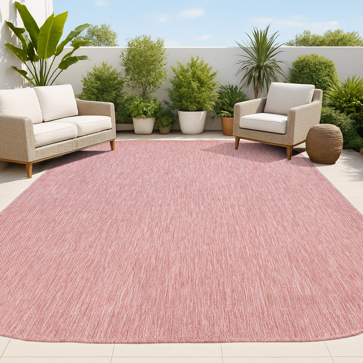 Dhuli Modern Minimalist Radius Corner Solid Indoor/Outdoor Area Rug