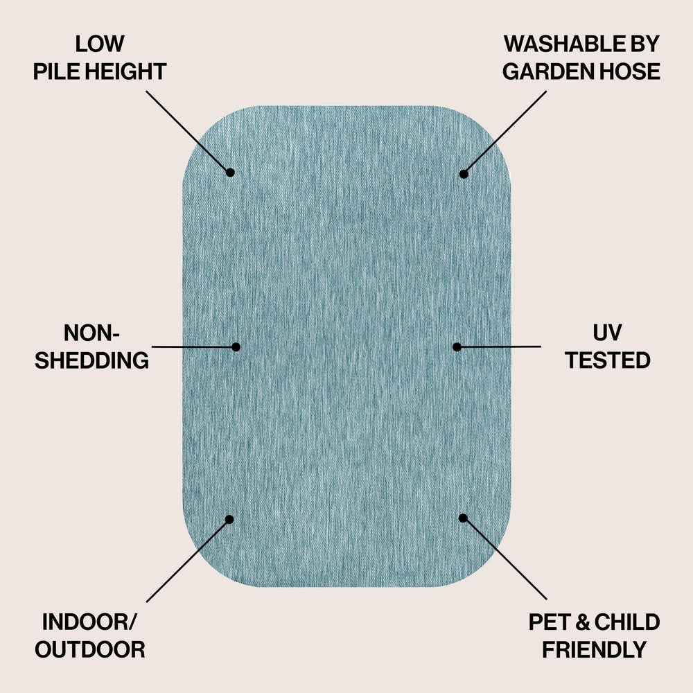 Dhuli Modern Minimalist Radius Corner Solid Indoor/Outdoor Area Rug