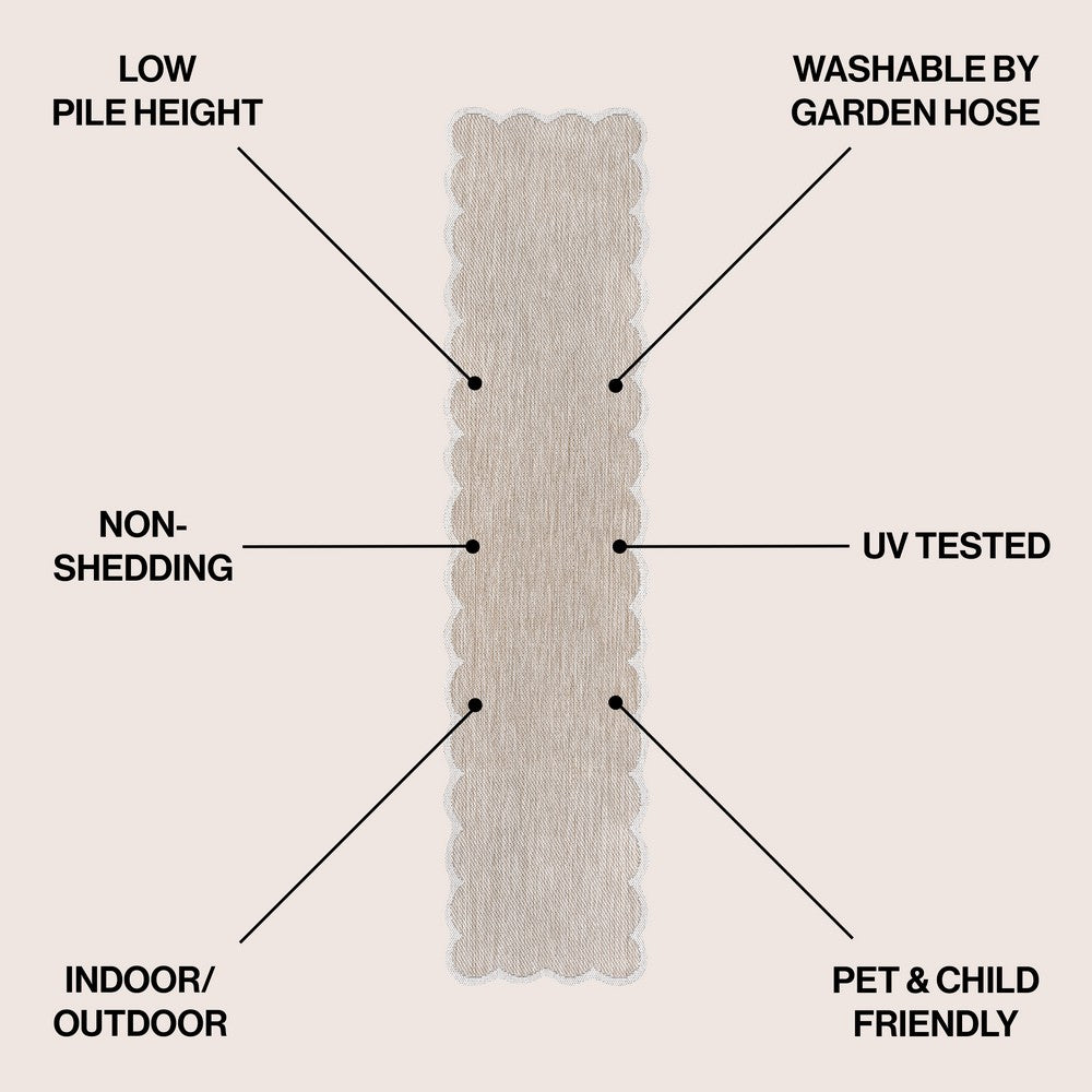 Raj Classic Cottage Two-tone Scalloped Indoor/Outdoor Area Rug