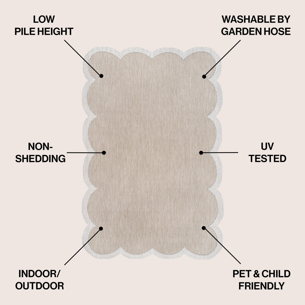 Raj Classic Cottage Two-tone Scalloped Indoor/Outdoor Area Rug