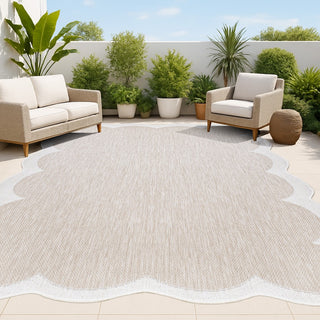 Raj Classic Cottage Two-tone Scalloped Indoor/Outdoor Area Rug