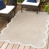 Raj Classic Cottage Two-tone Scalloped Indoor/Outdoor Area Rug