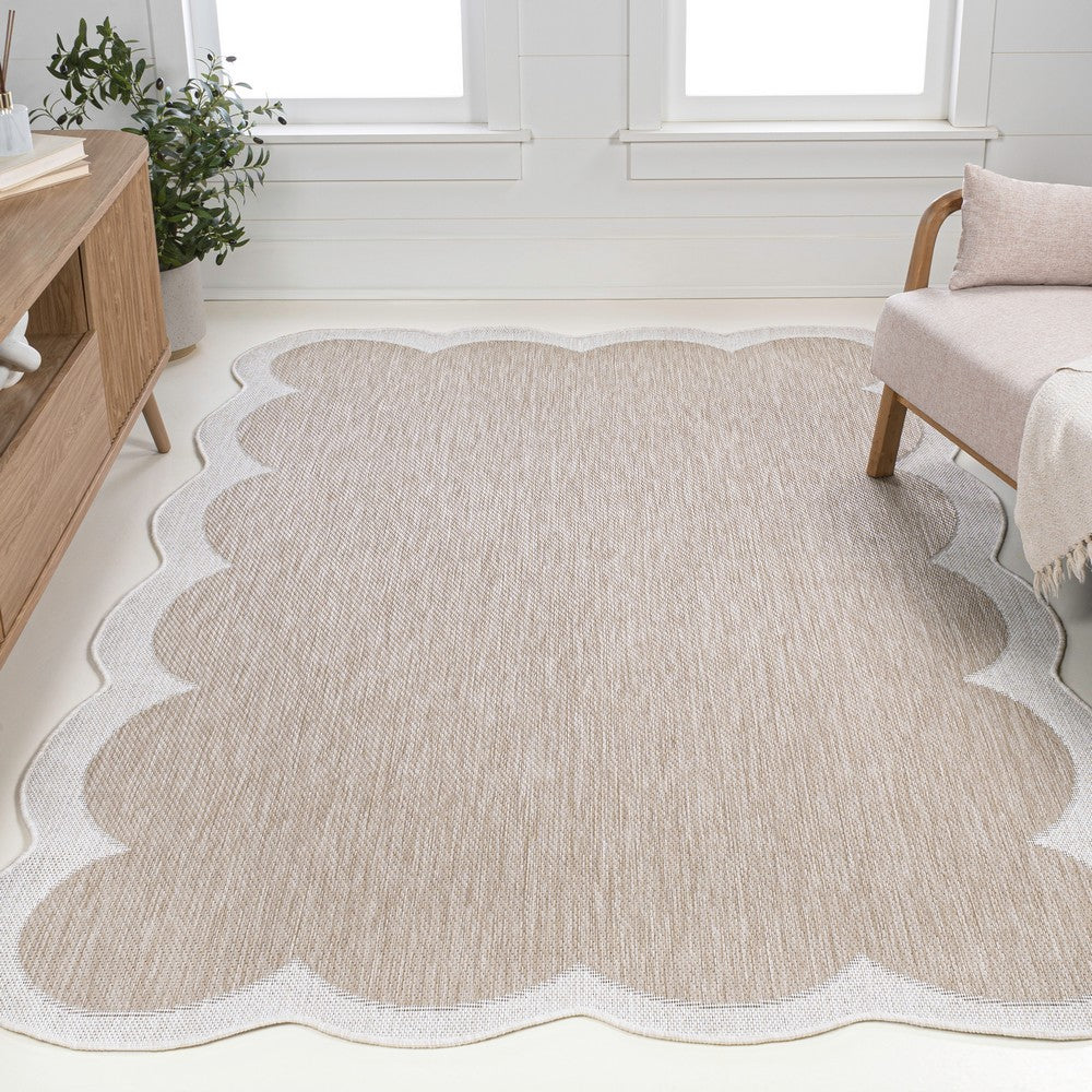 Raj Classic Cottage Two-tone Scalloped Indoor/Outdoor Area Rug