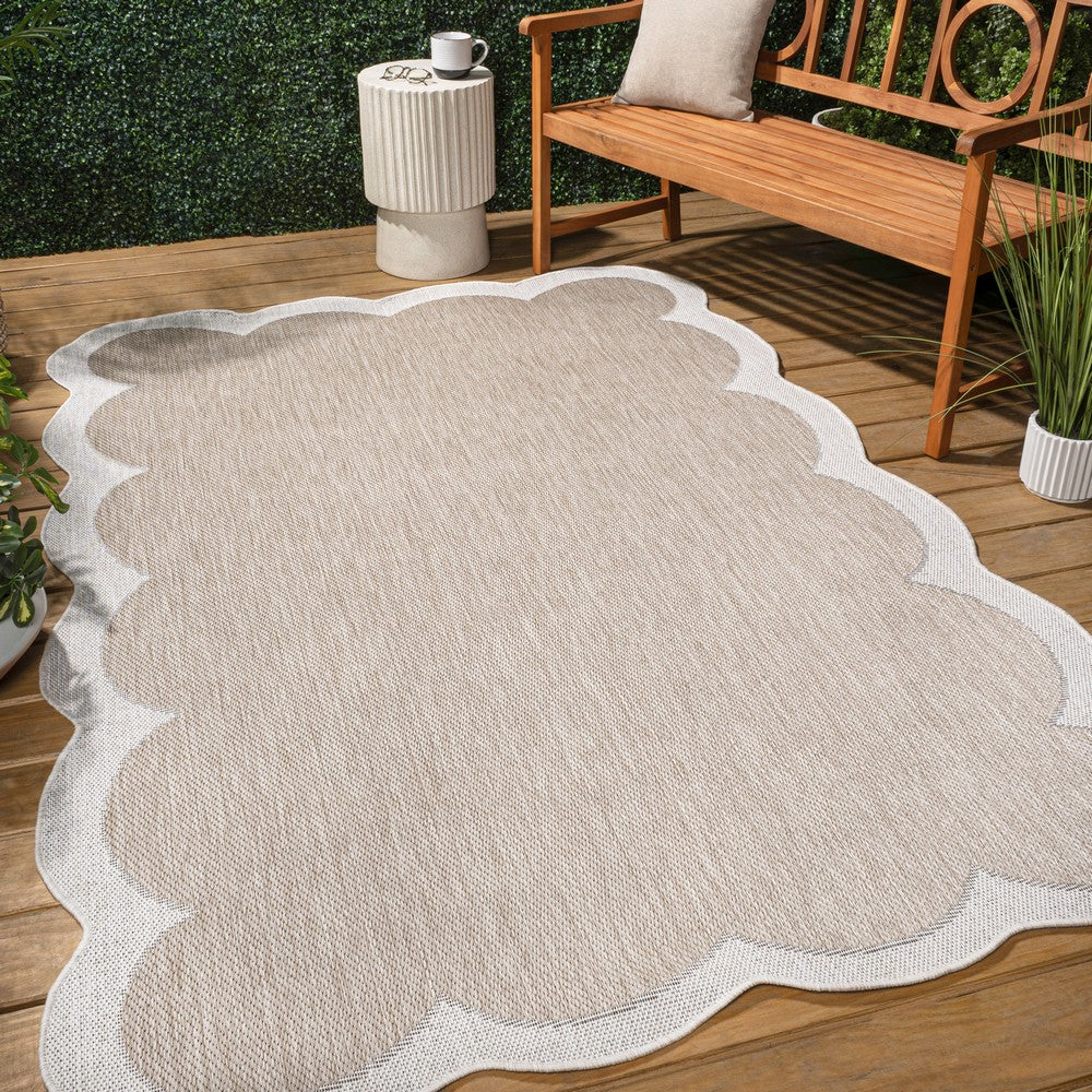 Raj Classic Cottage Two-tone Scalloped Indoor/Outdoor Area Rug