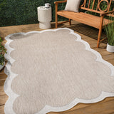 Raj Classic Cottage Two-tone Scalloped Indoor/Outdoor Area Rug