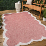 Raj Classic Cottage Two-tone Scalloped Indoor/Outdoor Area Rug