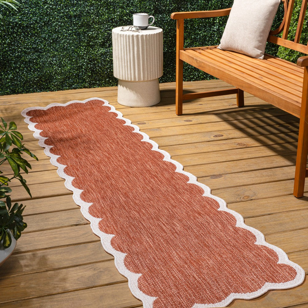 Raj Classic Cottage Two-tone Scalloped Indoor/Outdoor Area Rug