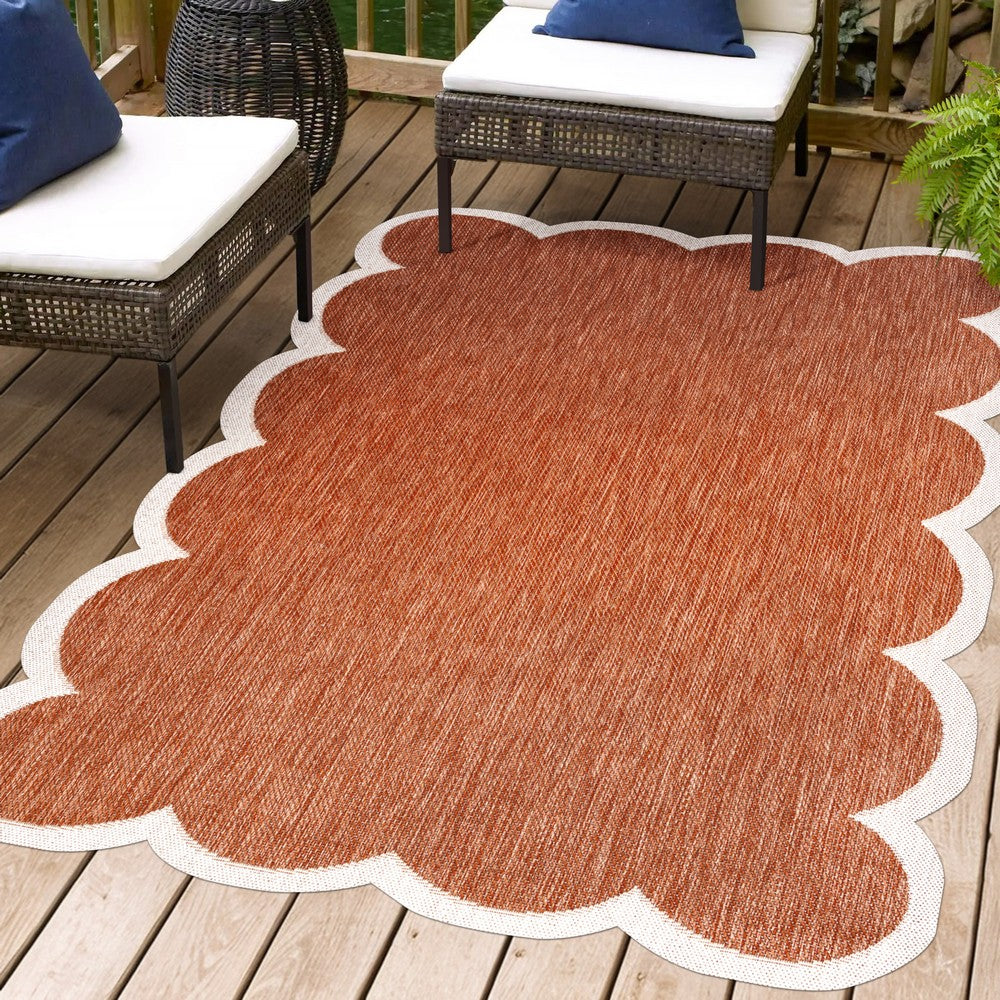 Raj Classic Cottage Two-tone Scalloped Indoor/Outdoor Area Rug
