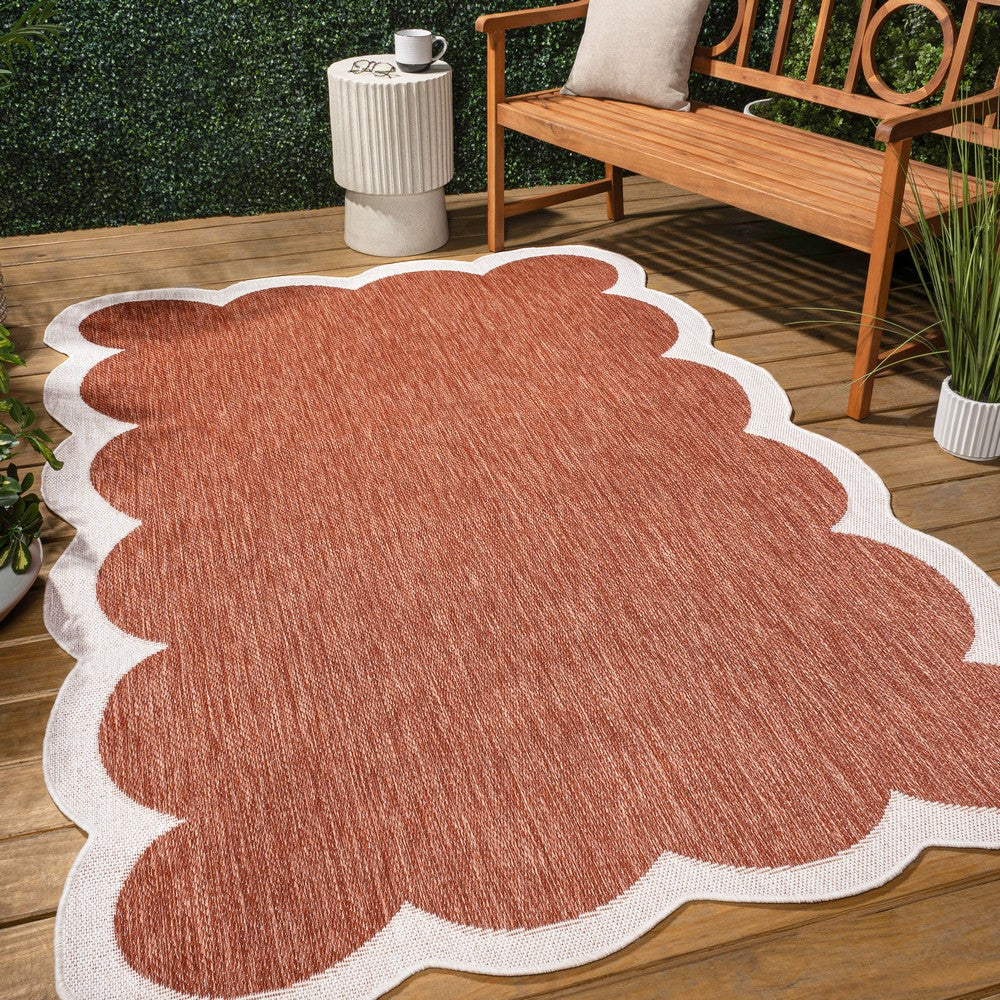 Raj Classic Cottage Two-tone Scalloped Indoor/Outdoor Area Rug