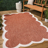 Raj Classic Cottage Two-tone Scalloped Indoor/Outdoor Area Rug