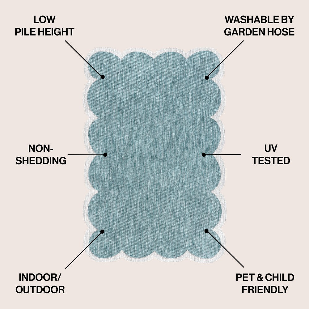 Raj Classic Cottage Two-tone Scalloped Indoor/Outdoor Area Rug