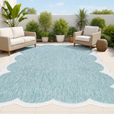 Raj Classic Cottage Two-tone Scalloped Indoor/Outdoor Area Rug