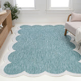 Raj Classic Cottage Two-tone Scalloped Indoor/Outdoor Area Rug