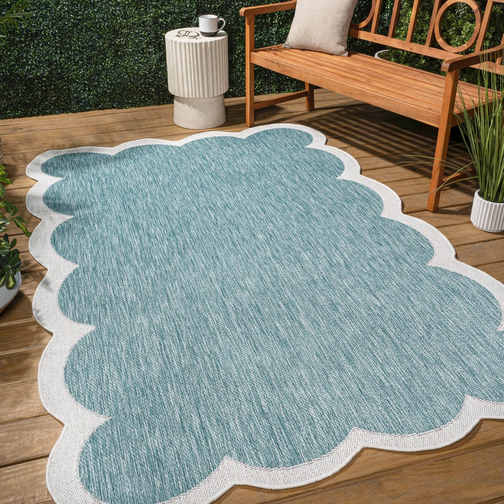 Raj Classic Cottage Two-tone Scalloped Indoor/Outdoor Area Rug