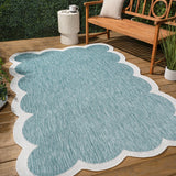 Raj Classic Cottage Two-tone Scalloped Indoor/Outdoor Area Rug