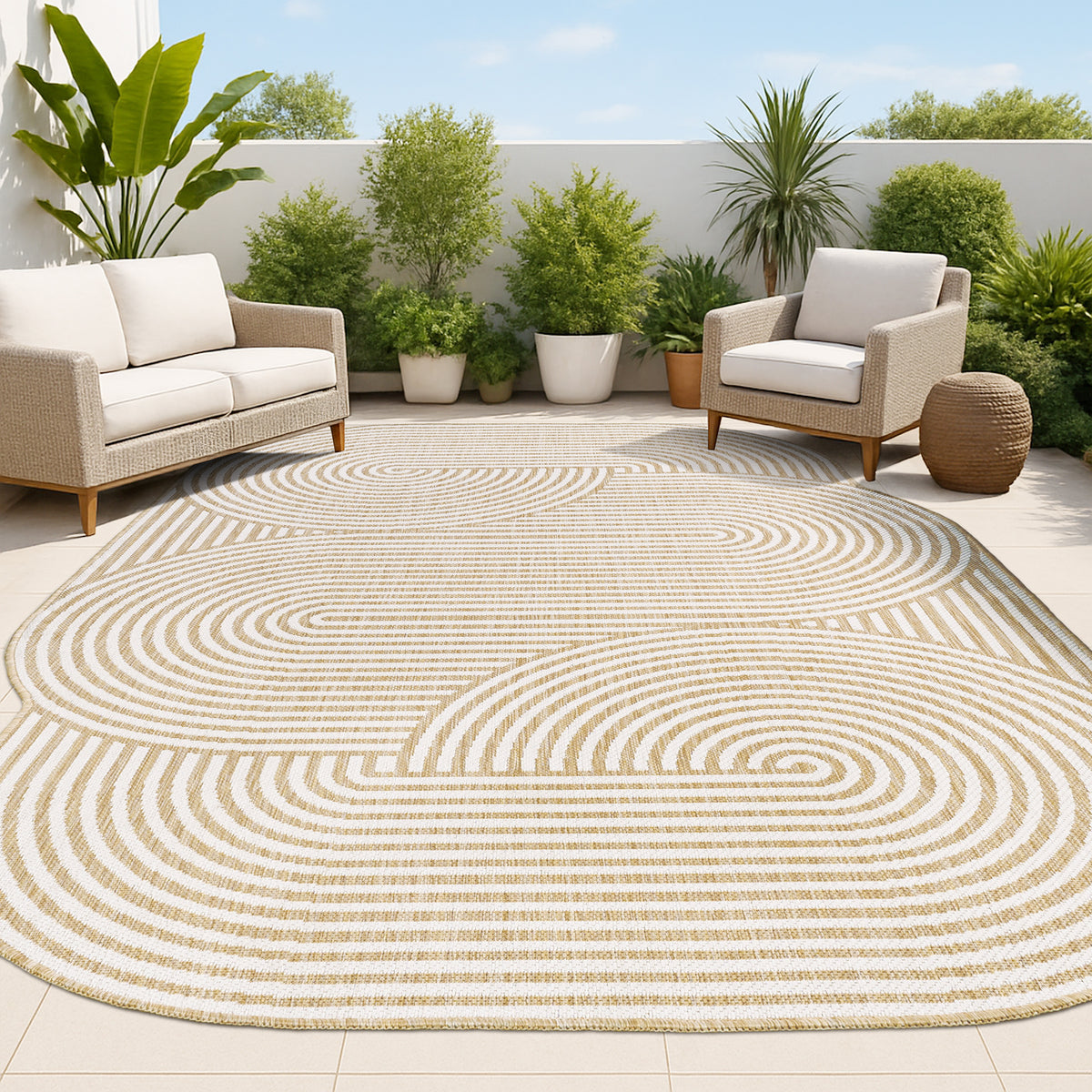 Fern Modern Geometric Arch Stripe Indoor/Outdoor Area Rug