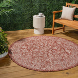 Hart Bohemian Textured Weave Floral Indoor/outdoor Round Rug