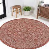 Hart Bohemian Textured Weave Floral Indoor/outdoor Round Rug