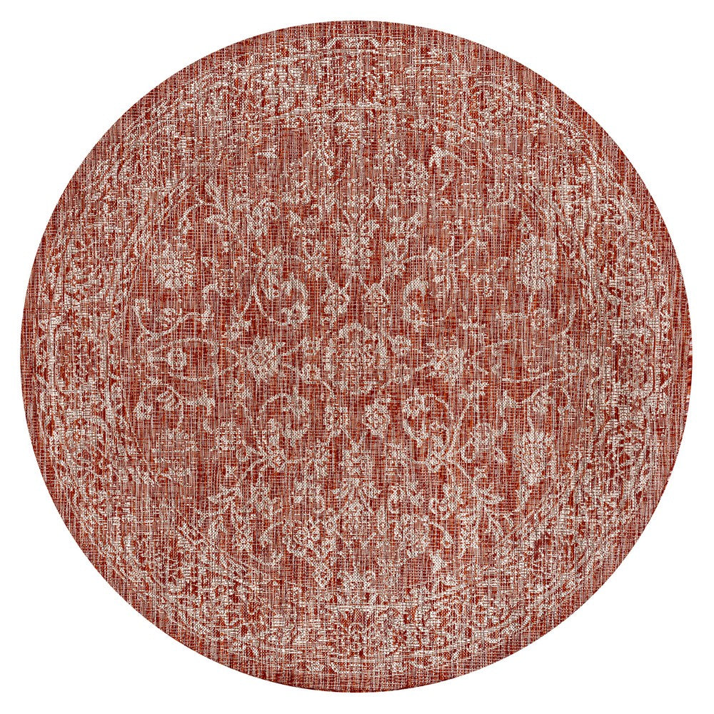Hart Bohemian Textured Weave Floral Indoor/outdoor Round Rug