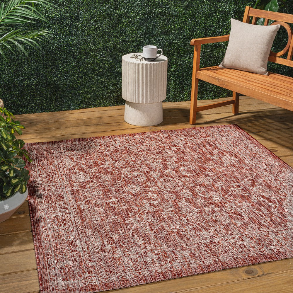Hart Bohemian Textured Weave Floral Indoor/outdoor Square Rug