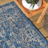 Hart Bohemian Textured Weave Floral Indoor/outdoor Round Rug