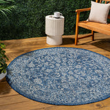 Hart Bohemian Textured Weave Floral Indoor/outdoor Round Rug