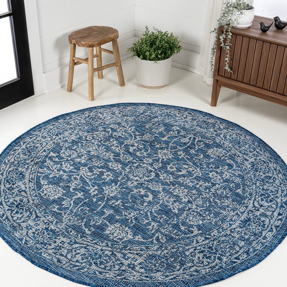 Hart Bohemian Textured Weave Floral Indoor/outdoor Round Rug