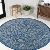 Hart Bohemian Textured Weave Floral Indoor/outdoor Round Rug