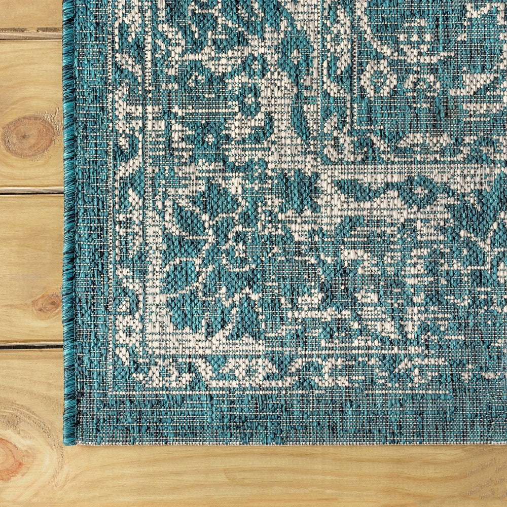 Hart Bohemian Textured Weave Floral Indoor/outdoor Square Rug