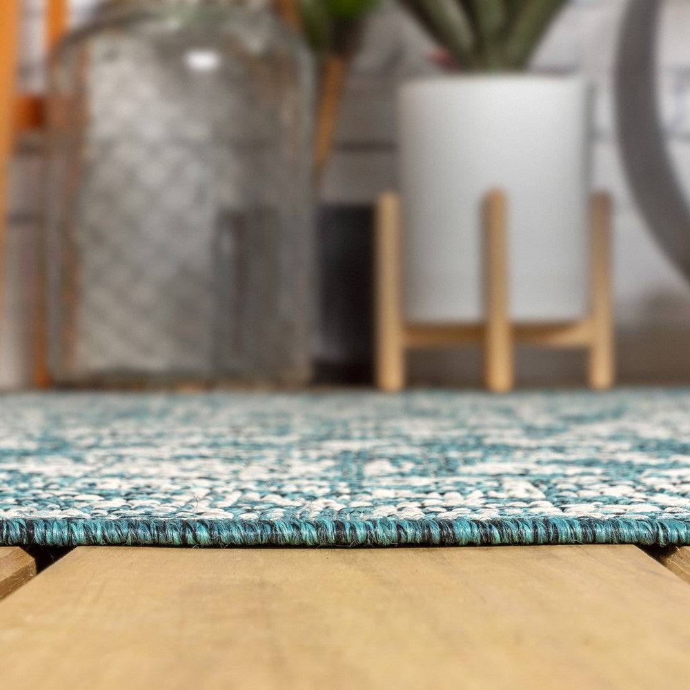 Hart Bohemian Textured Weave Floral Indoor/outdoor Square Rug