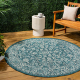 Hart Bohemian Textured Weave Floral Indoor/outdoor Round Rug