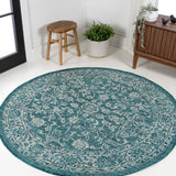 Hart Bohemian Textured Weave Floral Indoor/outdoor Round Rug