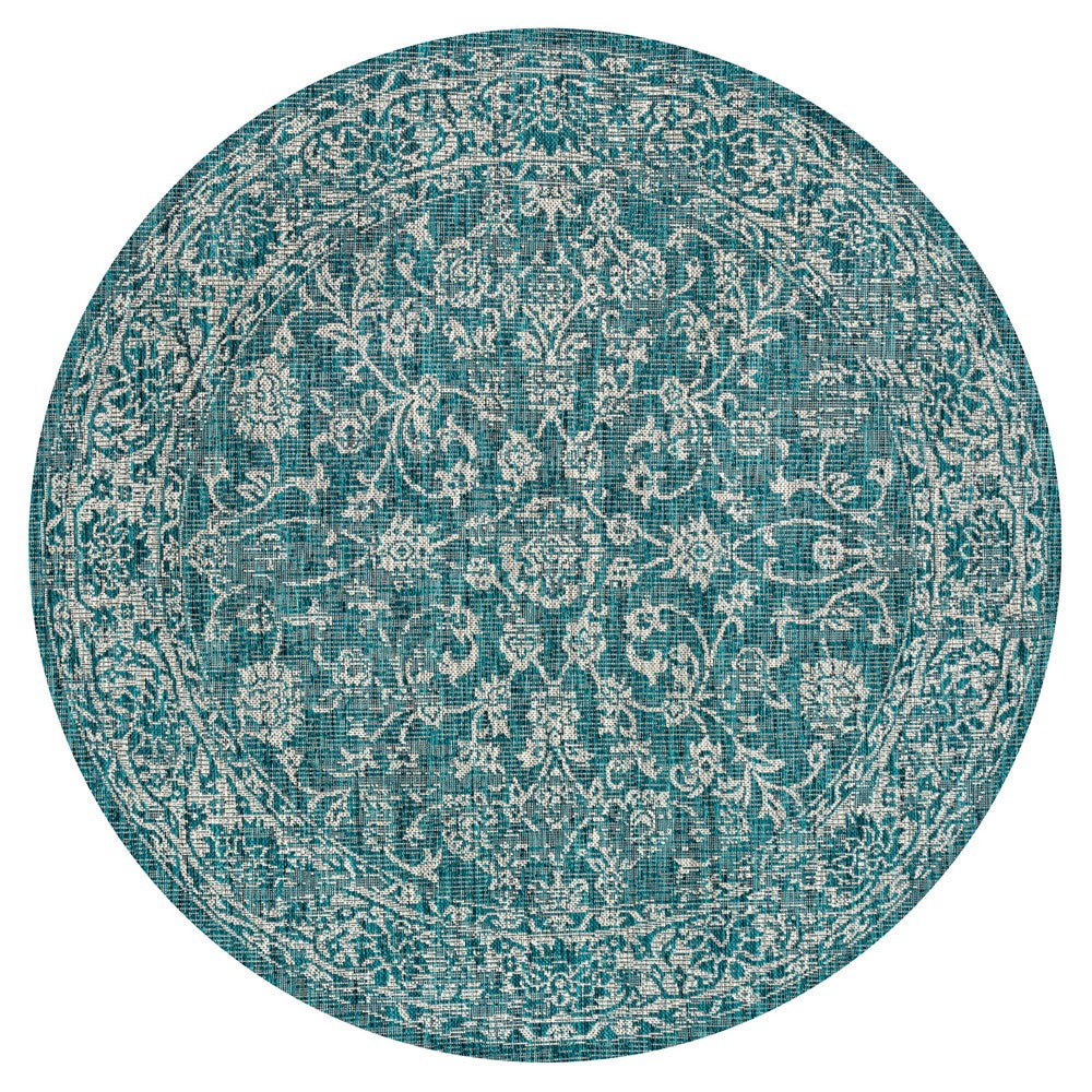 Hart Bohemian Textured Weave Floral Indoor/outdoor Round Rug