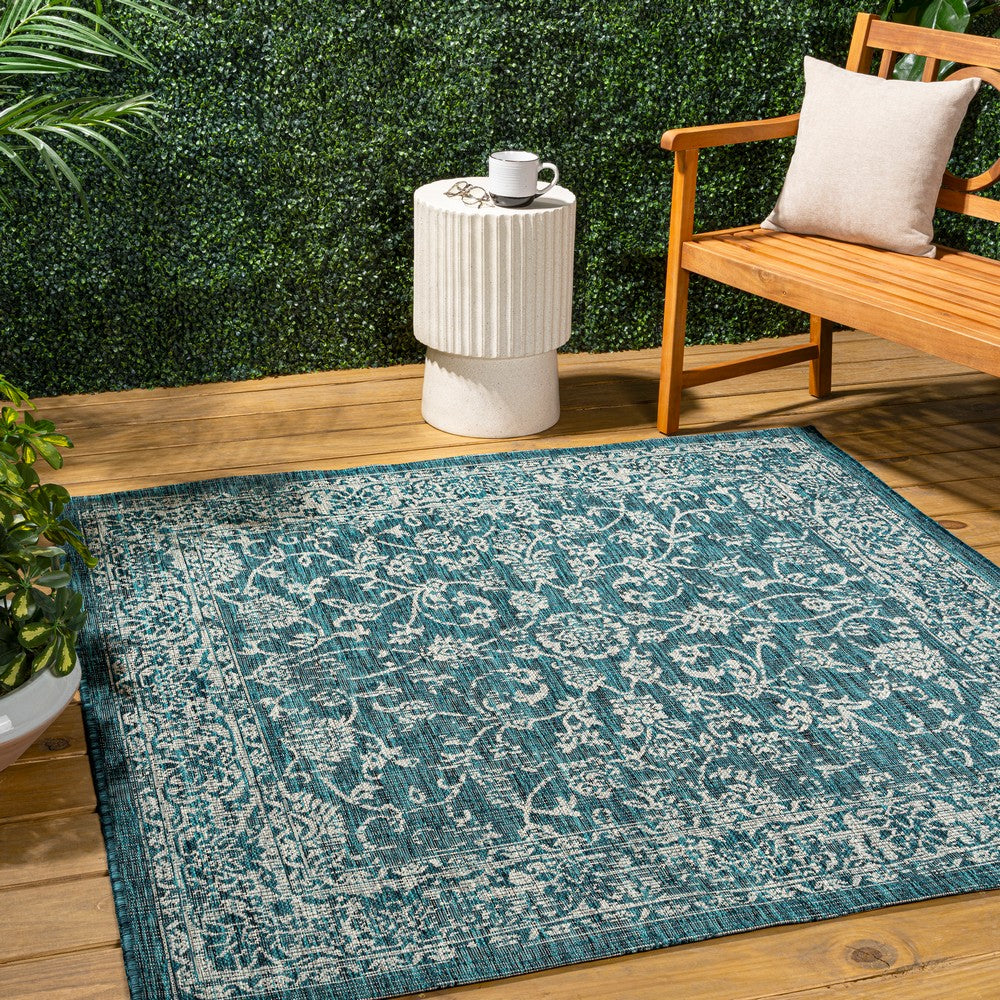 Hart Bohemian Textured Weave Floral Indoor/outdoor Square Rug