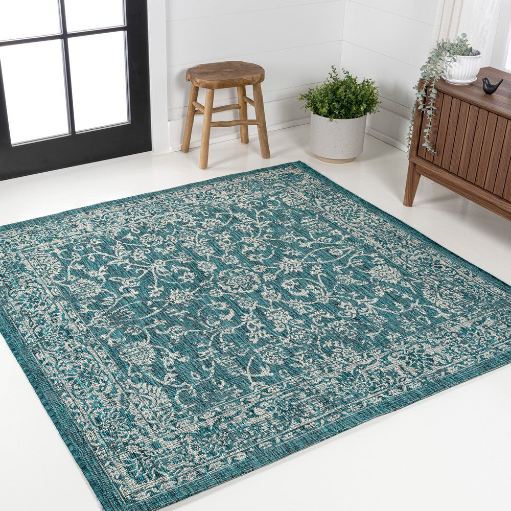 Hart Bohemian Textured Weave Floral Indoor/outdoor Square Rug