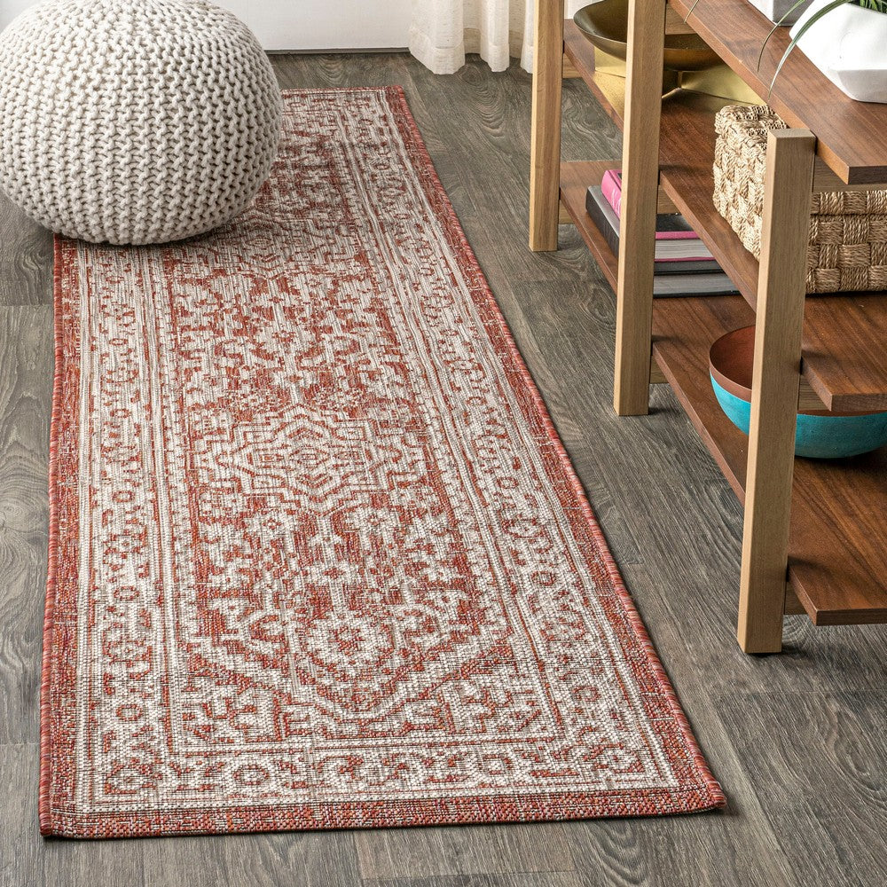 Luke Medallion Textured Weave Indoor/outdoor Runner Rug