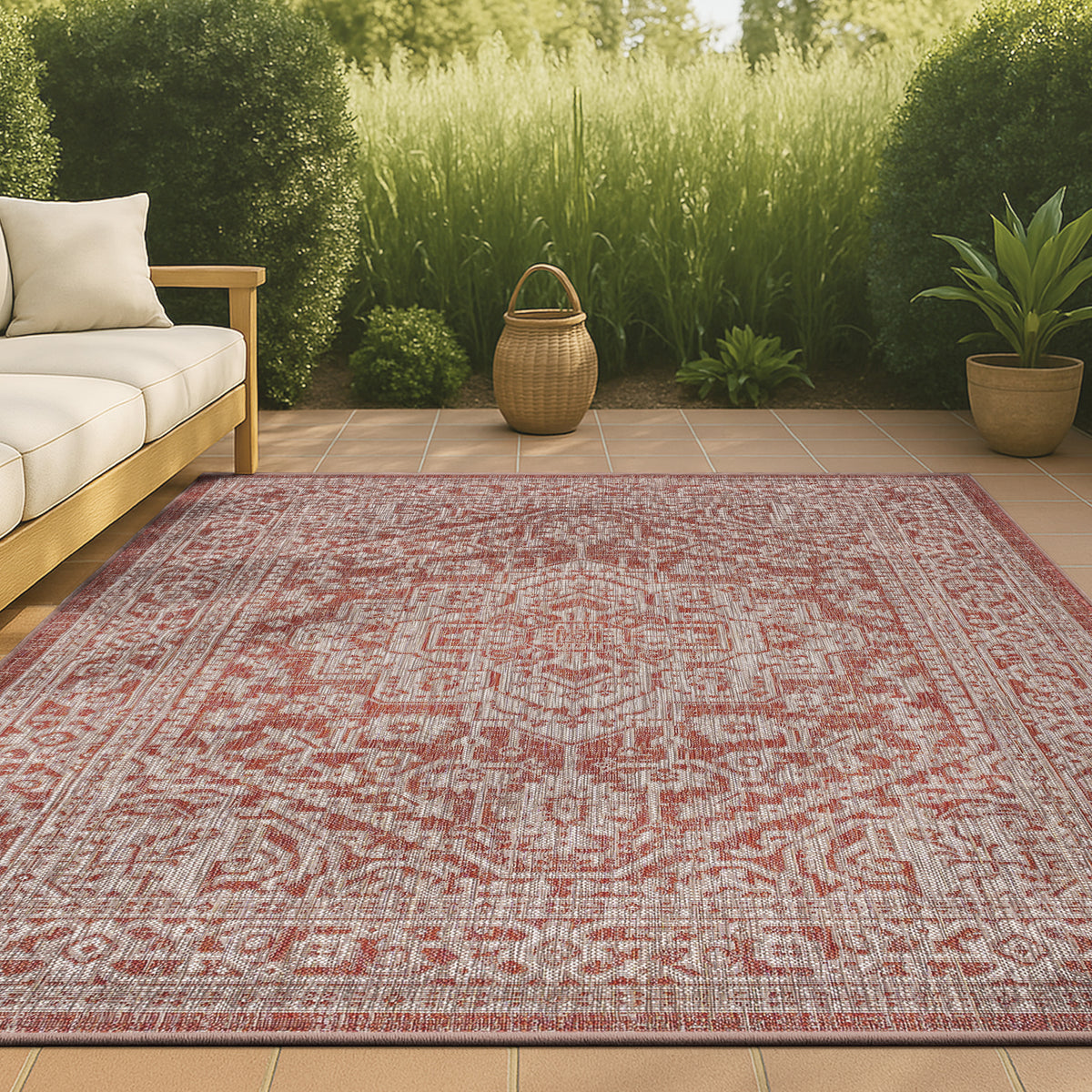 Luke Medallion Textured Weave Indoor/outdoor Area Rug
