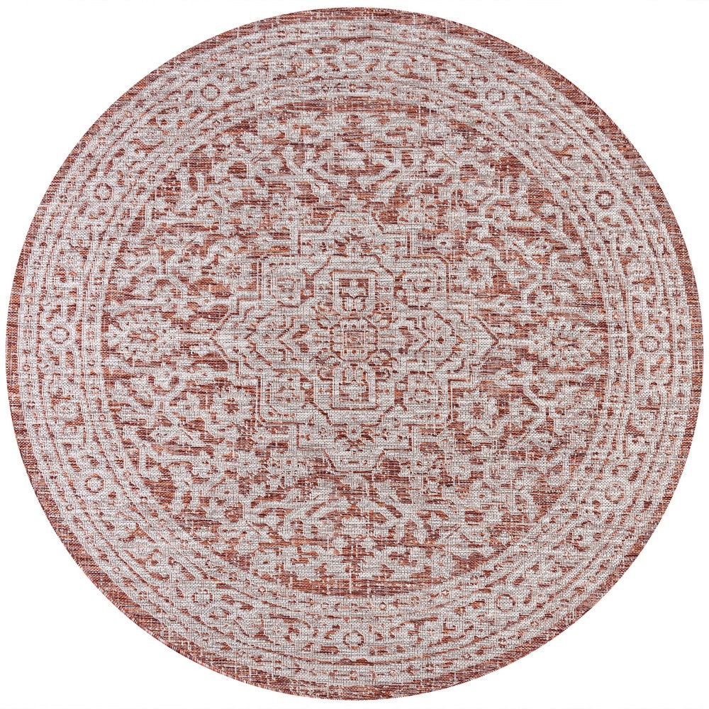 Luke Medallion Textured Weave Indoor/outdoor Round Rug