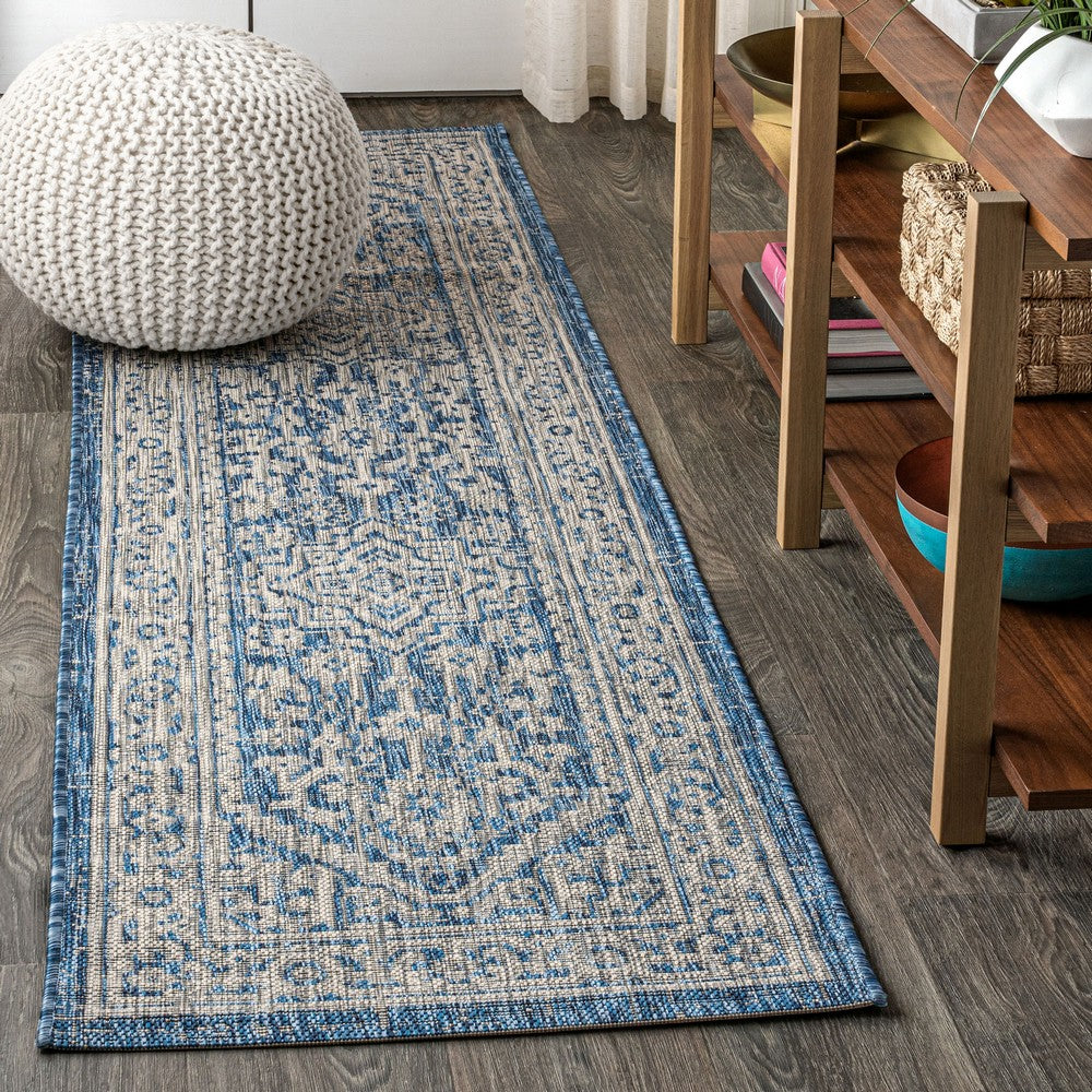 Luke Medallion Textured Weave Indoor/outdoor Runner Rug