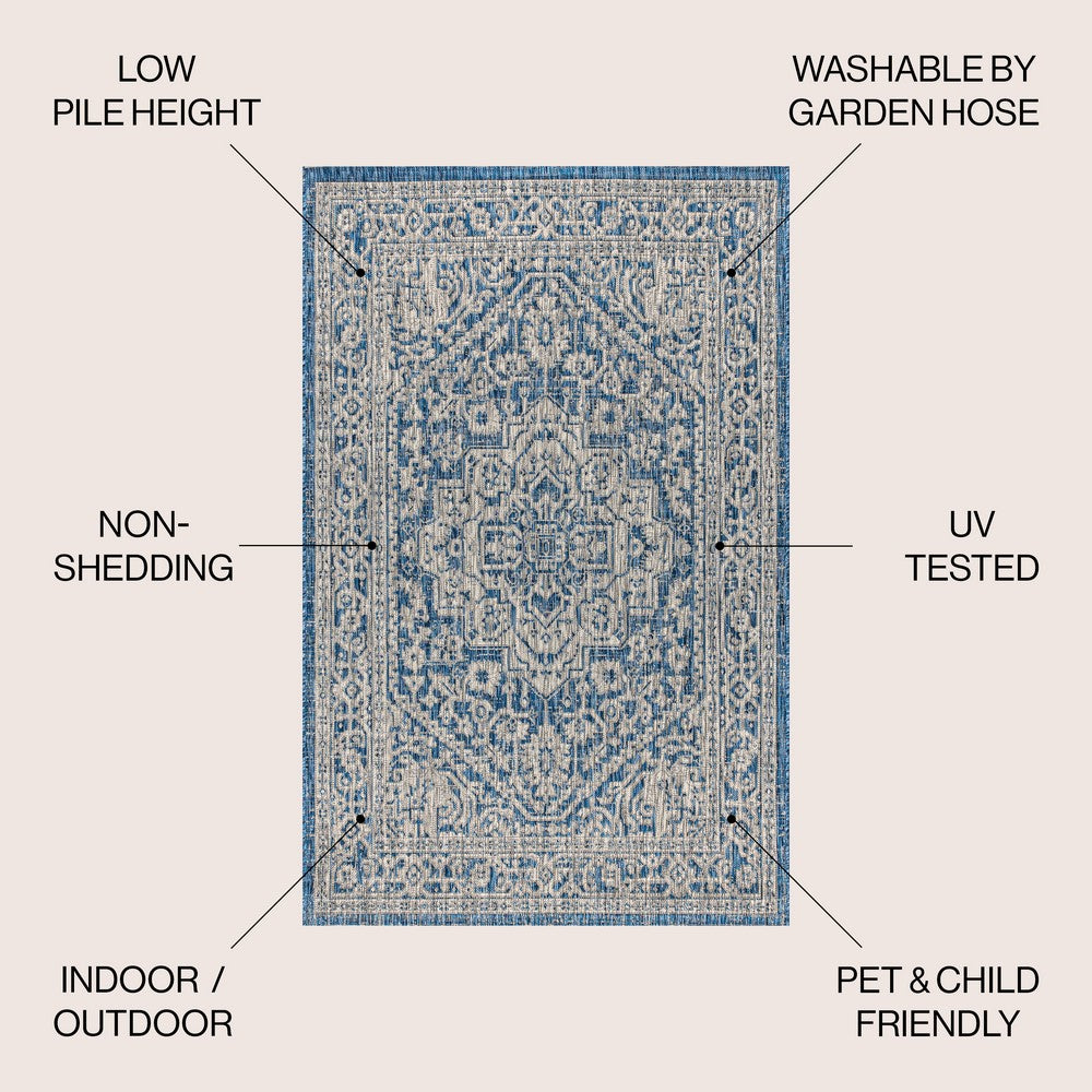 Luke Medallion Textured Weave Indoor/outdoor Area Rug