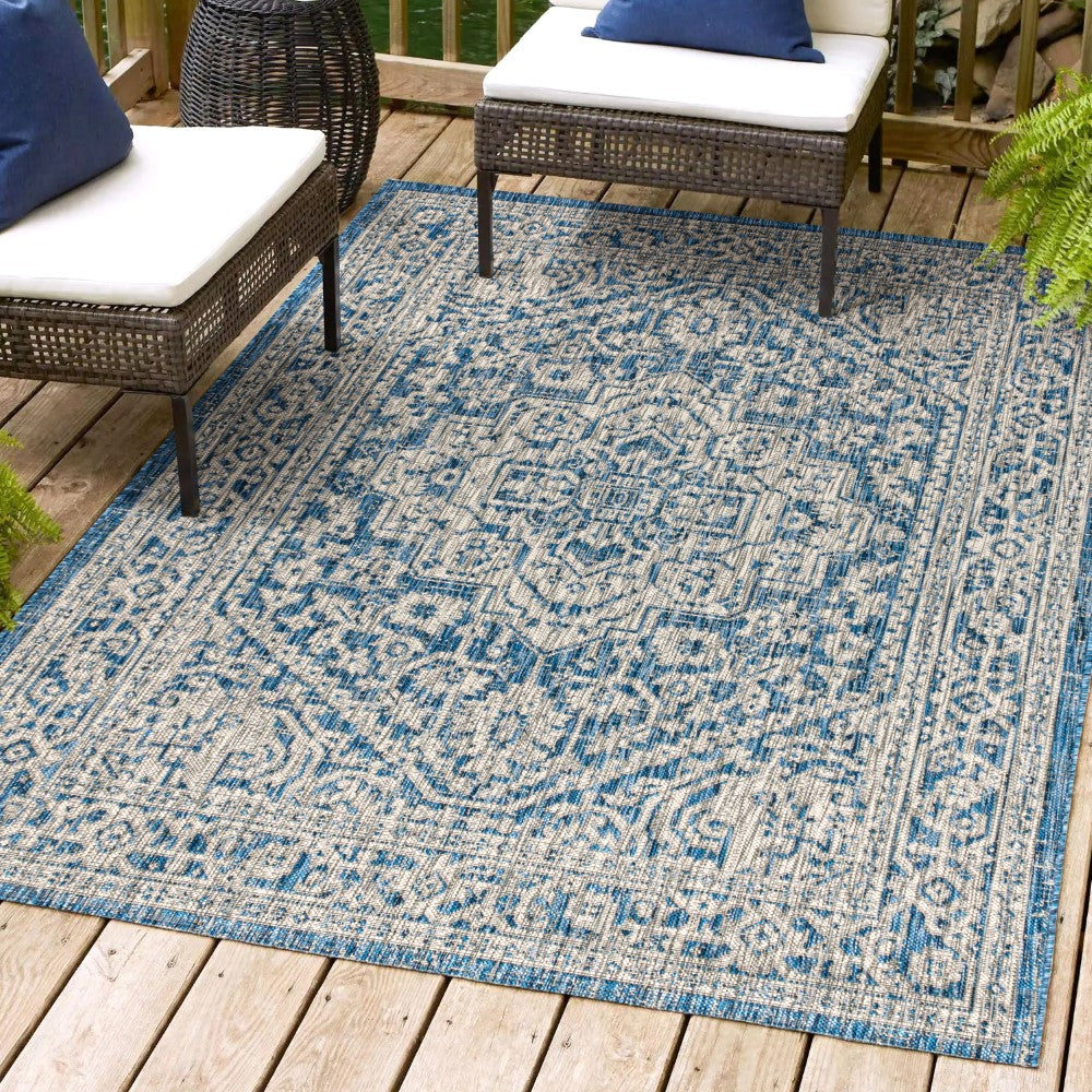 Luke Medallion Textured Weave Indoor/outdoor Area Rug