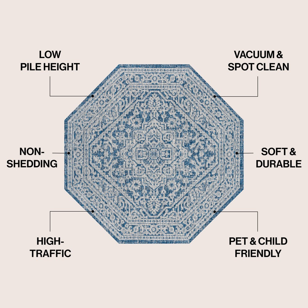 Luke Medallion Textured Weave Indoor/outdoor Octagon Rug