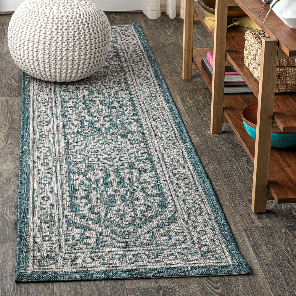 Luke Medallion Textured Weave Indoor/outdoor Runner Rug