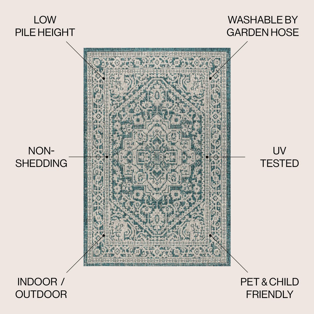 Luke Medallion Textured Weave Indoor/outdoor Area Rug