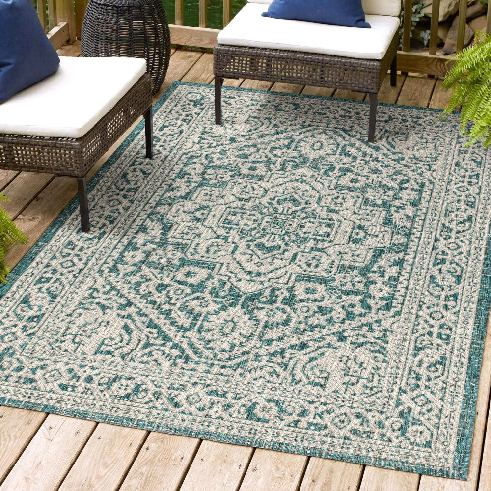 Luke Medallion Textured Weave Indoor/outdoor Area Rug