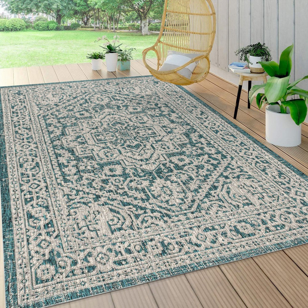 Luke Medallion Textured Weave Indoor/outdoor Area Rug