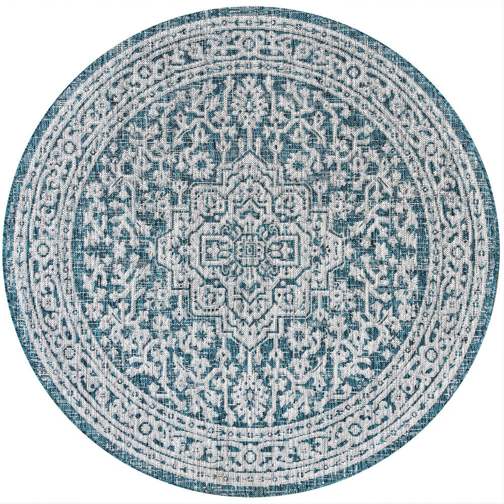 Luke Medallion Textured Weave Indoor/outdoor Round Rug