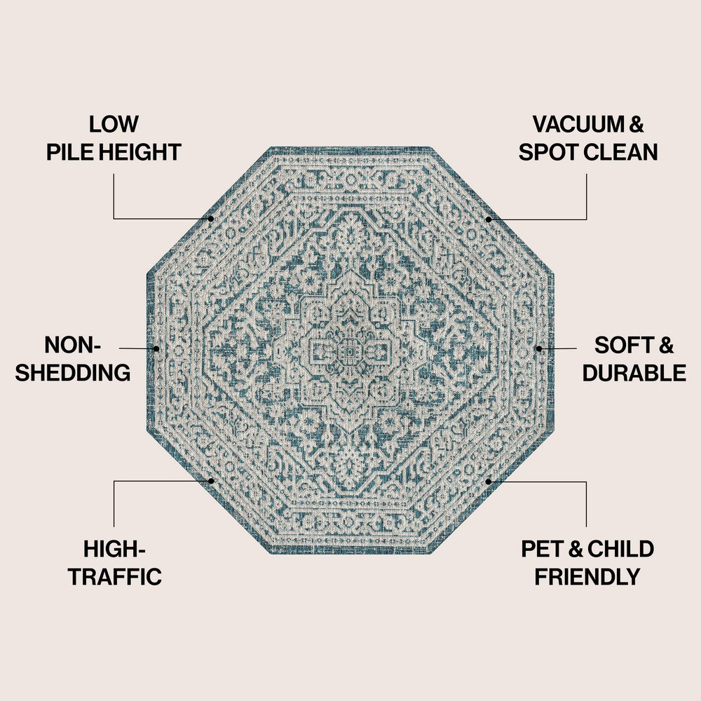 Luke Medallion Textured Weave Indoor/outdoor Octagon Rug