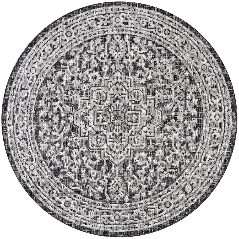 Luke Medallion Textured Weave Indoor/outdoor Round Rug